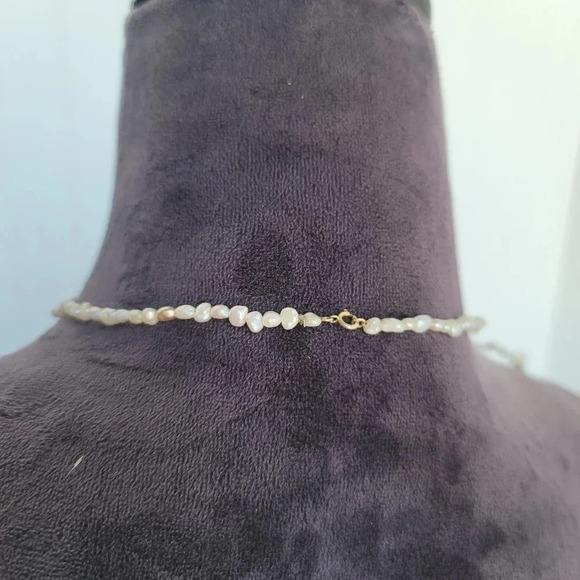 14K G.F. Vintag Set Of 2 Single Strand Ivory Pearls Beads Necklace Braslet - Picture 3 of 12
